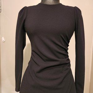 Dynamite Lara Dress, Black Long Sleeve Bodycon with Side Rushing, NWT, Size S